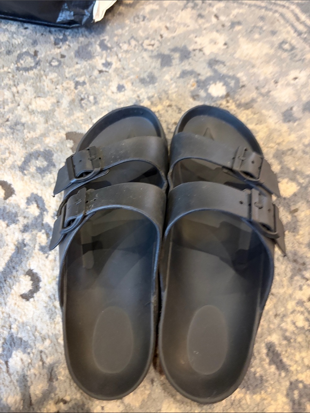 Men’s Black Double-Buckle Slide Sandals